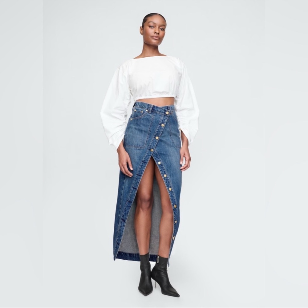 Cult Gaia Blue Denim Maxi Skirt